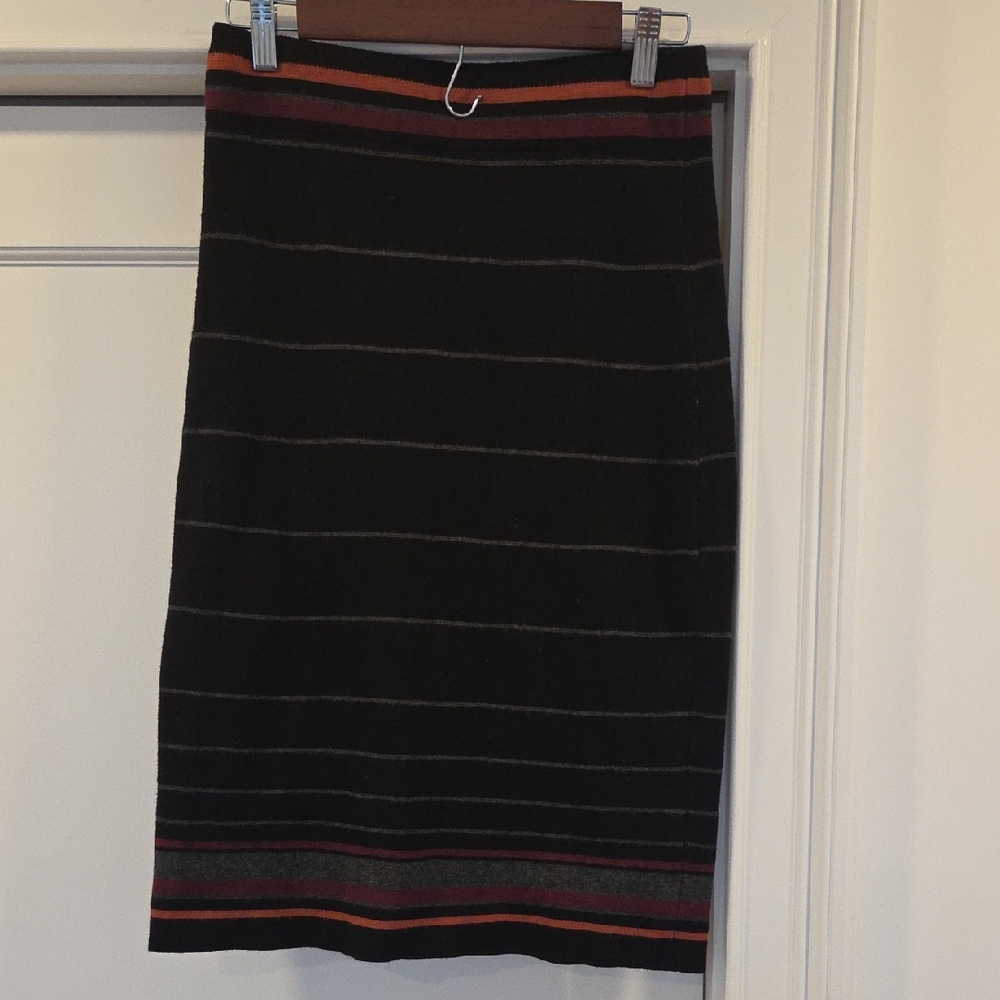 Max Studio Black and Red Striped Pencil Skirt